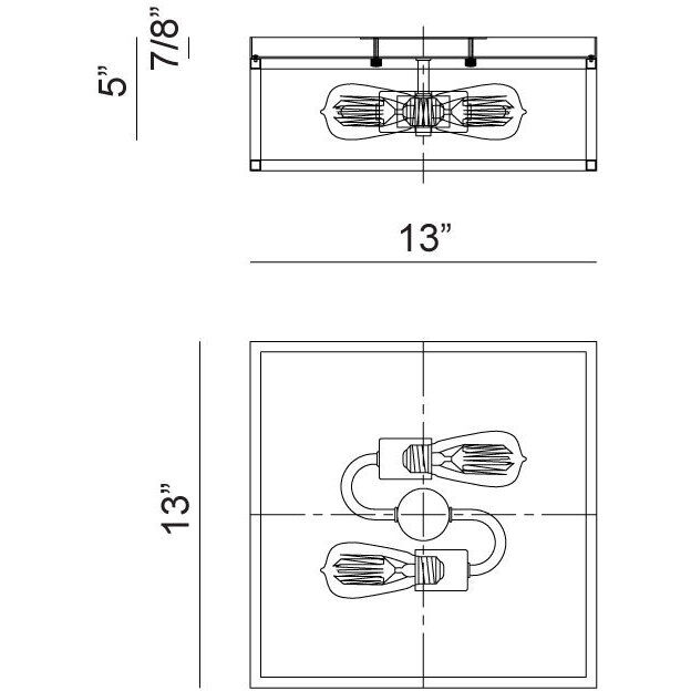 Clarke 2 Light 13 inch Black and Aged Gold Brass Flush Mount Ceiling Light
