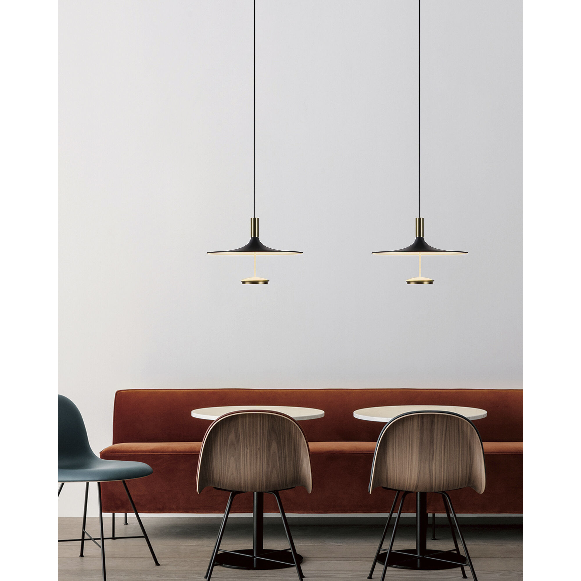 Ballet LED 16 inch Antique Brass and Onyx Black Pendant Ceiling Light