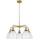 Bristol Glass 5 Light 25.5 inch Brushed Brass Chandelier Ceiling Light in Seedy