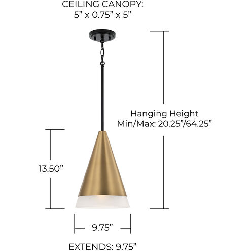 Avant 1 Light 9.75 inch Aged Brass and Black Pendant Ceiling Light
