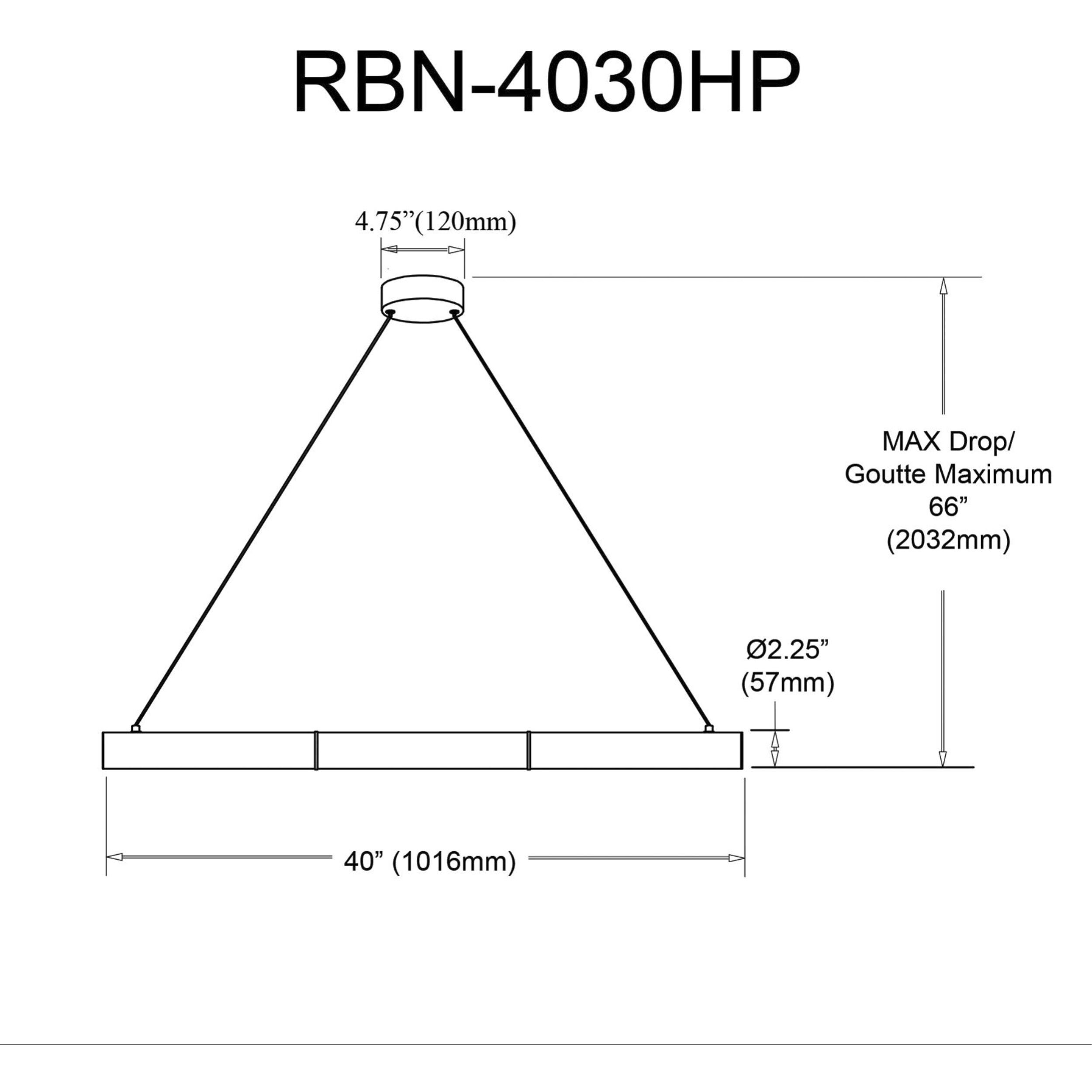 Reuben LED 40 inch Polished Chrome Horizontal Pendant Ceiling Light