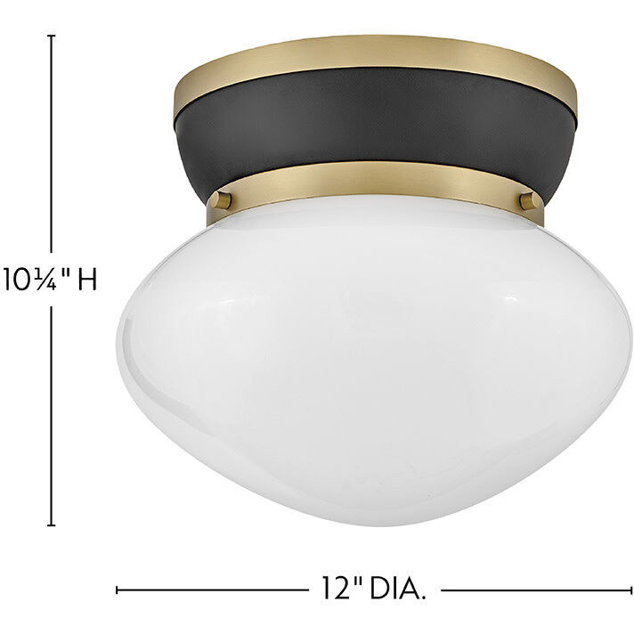 Lucy 1 Light 12 inch Black with Lacquered Brass Flush Mount Ceiling Light