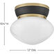 Lucy 1 Light 12 inch Black with Lacquered Brass Flush Mount Ceiling Light
