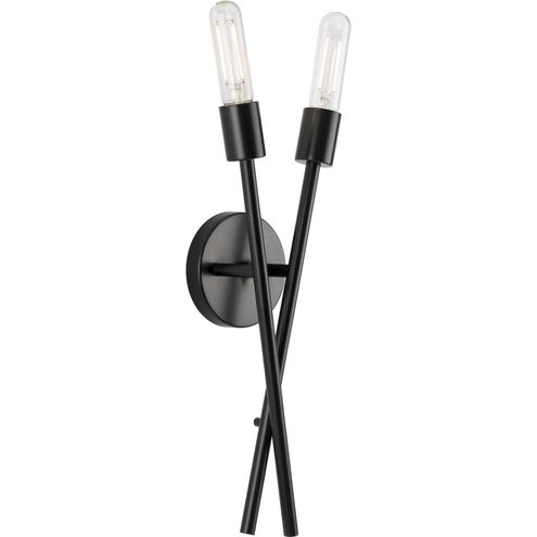 Astra 2 Light Matte Black Wall Bracket Wall Light, Design Series