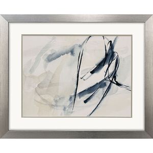 Indigo Markings Blue and Beige and Gray Framed Art