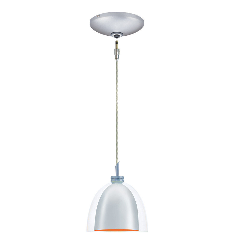 Lina 1 Light 5 inch Satin Nickel Mini Pendant Ceiling Light in Lina Satin Nickel/Orange