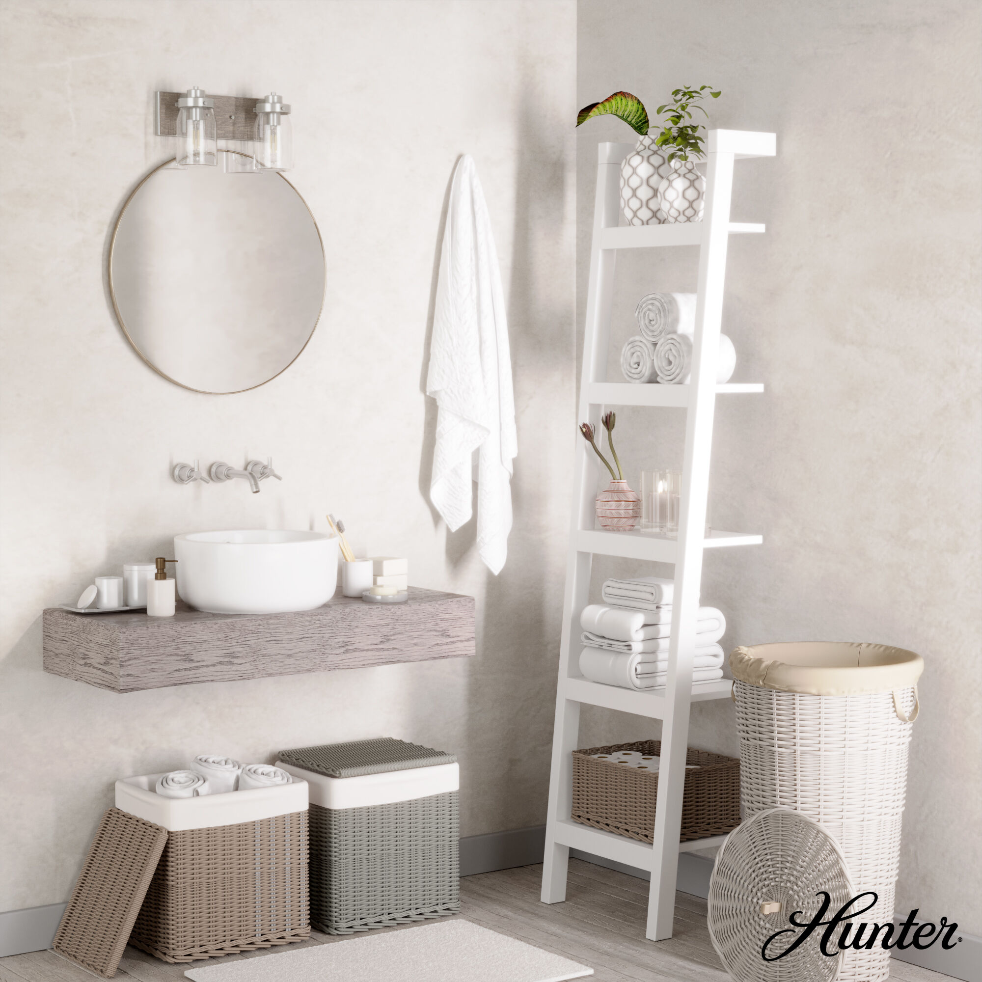 Devon Park 2 Light 14.75 inch Brushed Nickel and Grey Wood Vanity Light Wall Light