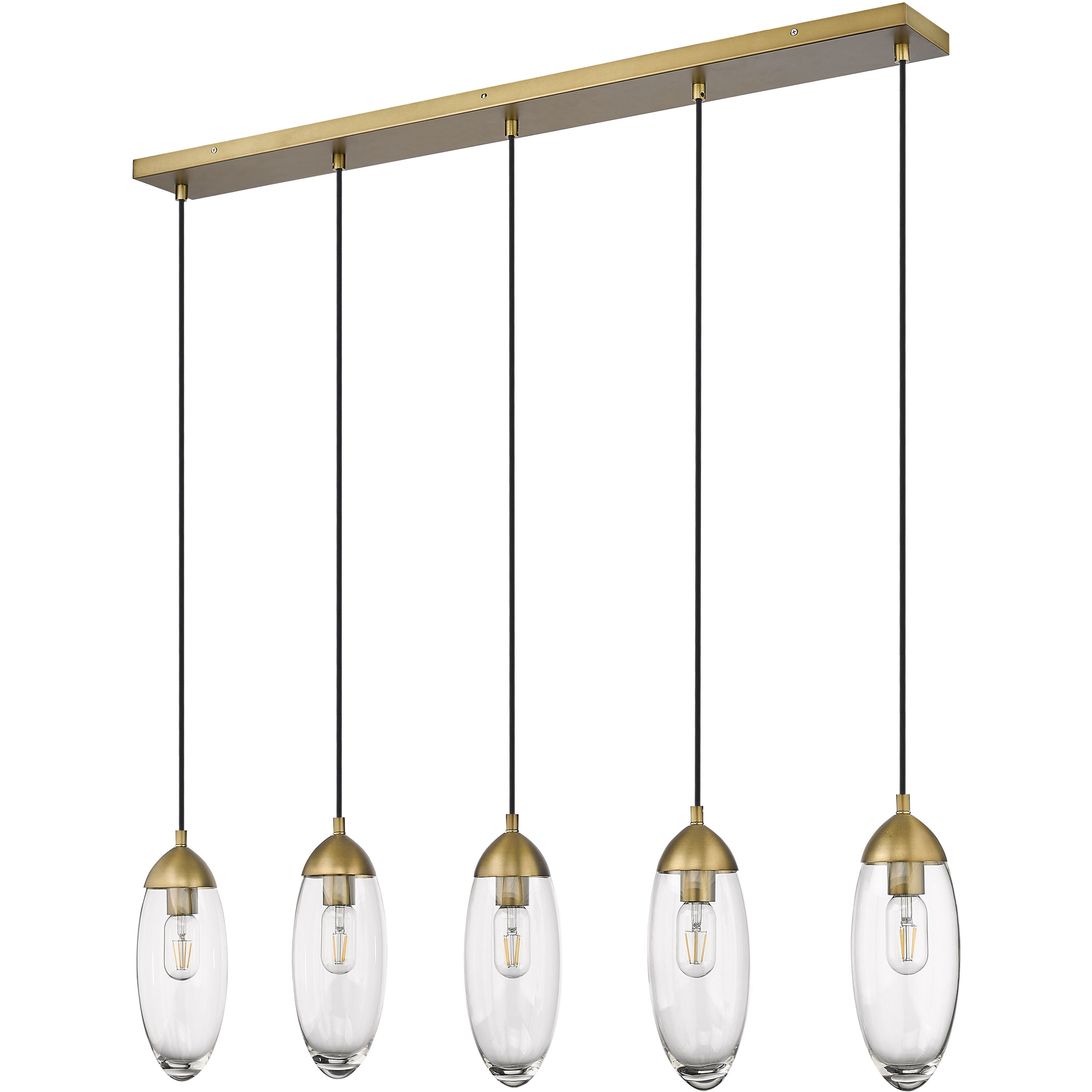 Arden 5 Light 42 inch Rubbed Brass Linear Chandelier Ceiling Light