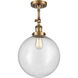 Franklin Restoration XX-Large Beacon LED 12 inch Brushed Brass Semi-Flush Mount Ceiling Light in Seedy Glass, Franklin Restoration