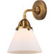 Nouveau 2 Large Cone LED 7.75 inch Brushed Brass Sconce Wall Light in Matte White Glass