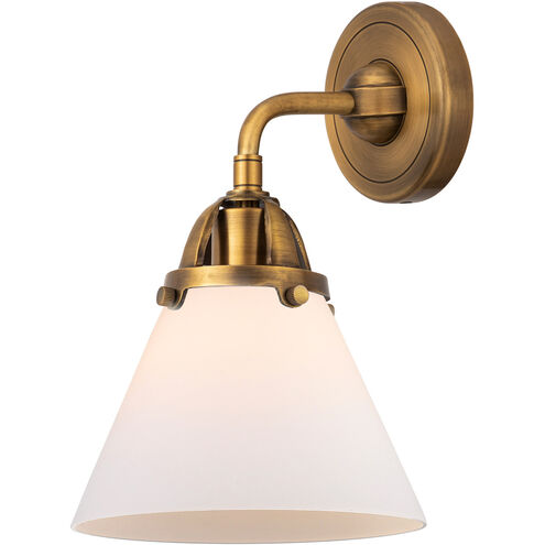 Nouveau 2 Large Cone LED 7.75 inch Brushed Brass Sconce Wall Light in Matte White Glass