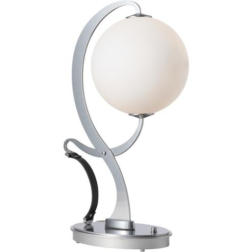 Pression 24.5 inch 4.3 watt Sterling Table Lamp Portable Light in Leather Black, Opal