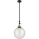 Franklin Restoration Beacon 1 Light 12 inch Black Antique Brass Mini Pendant Ceiling Light in Incandescent, Seedy, Franklin Restoration