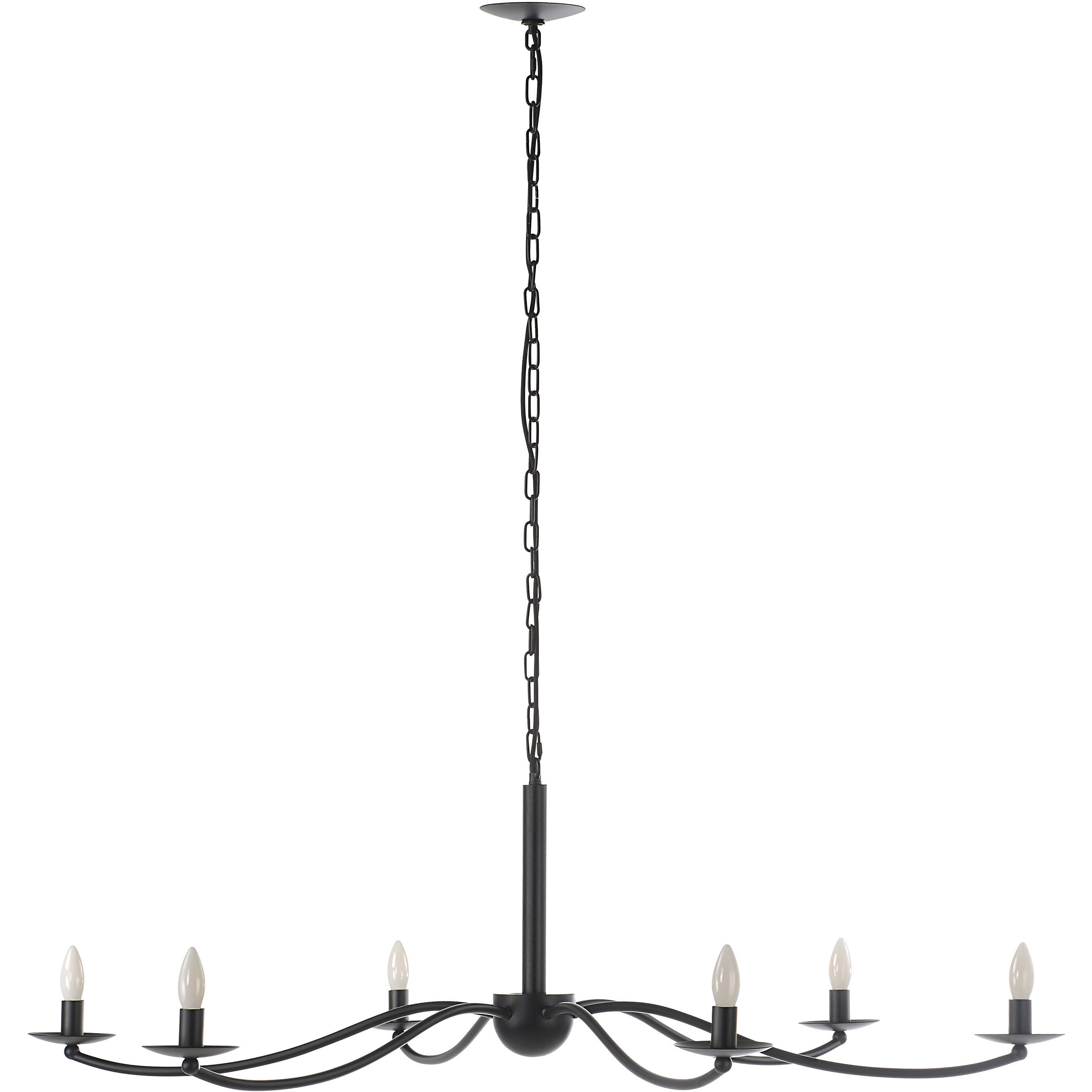 Landen 6 Light 50 inch Powder Coated Matte Black Chandelier Ceiling Light