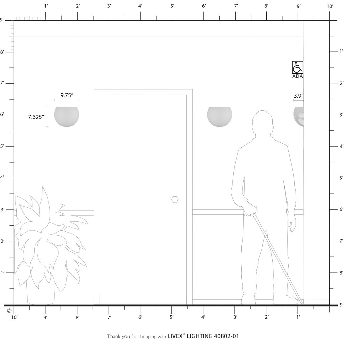 Piedmont 1 Light 10 inch Antique Brass ADA Wall Sconce Wall Light