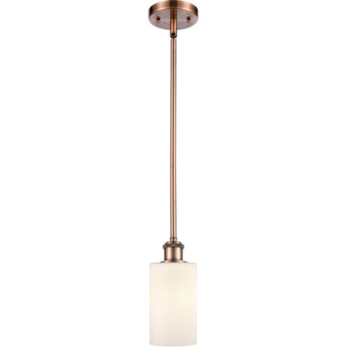 Ballston Clymer 1 Light 4 inch Antique Copper Pendant Ceiling Light in Matte White Glass, Ballston