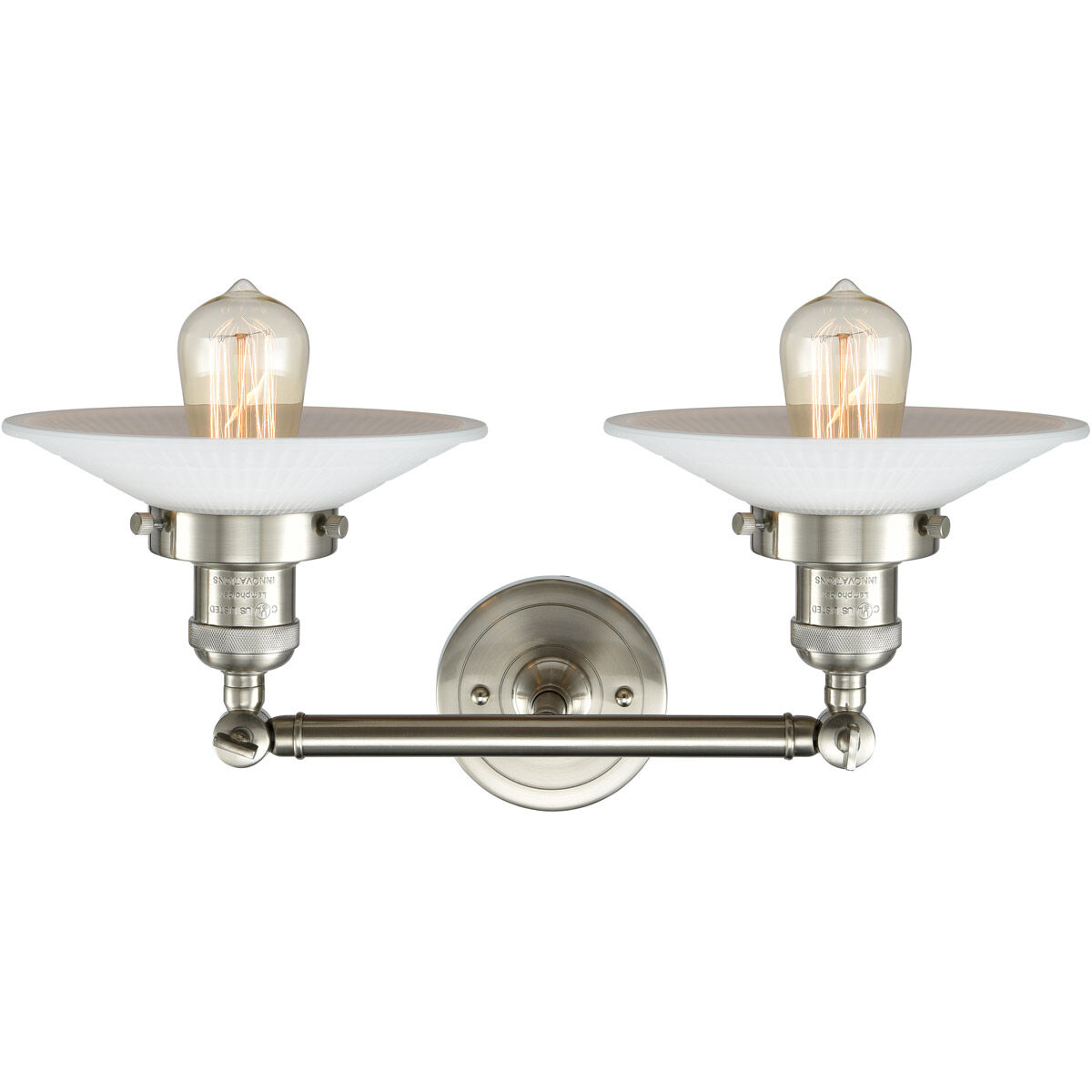 Franklin Restoration Halophane LED 18 inch Brushed Satin Nickel Bath Vanity Light Wall Light in Matte White Halophane Glass, Franklin Restoration