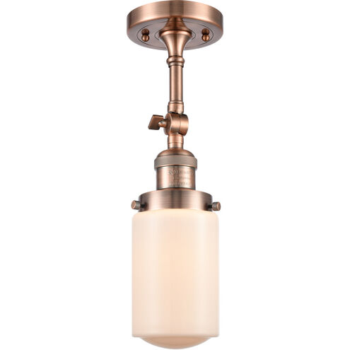 Franklin Restoration Dover 1 Light 5 inch Antique Copper Semi-Flush Mount Ceiling Light in Matte White Glass, Franklin Restoration