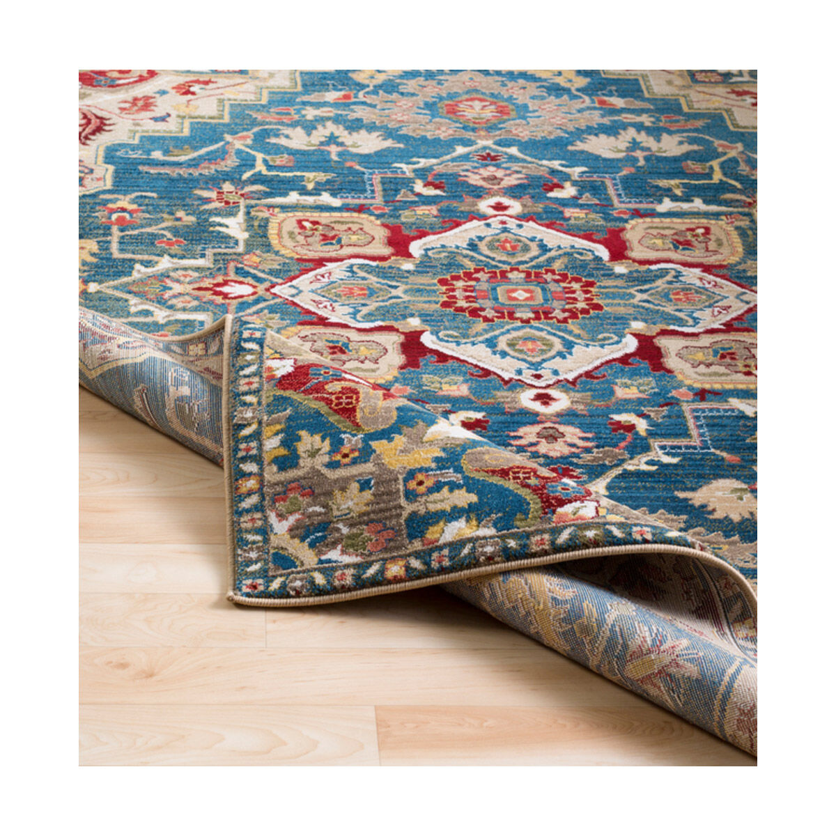 Hannibal 59 X 31 inch Navy/Khaki/Dark Red/White/Bright Yellow/Saffron Rugs, Rectangle