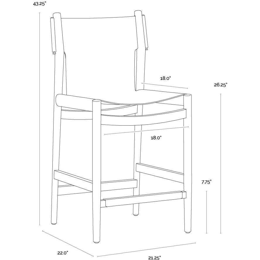 Argus 43.25 inch Nubuck Caramel Leather Counter Stool