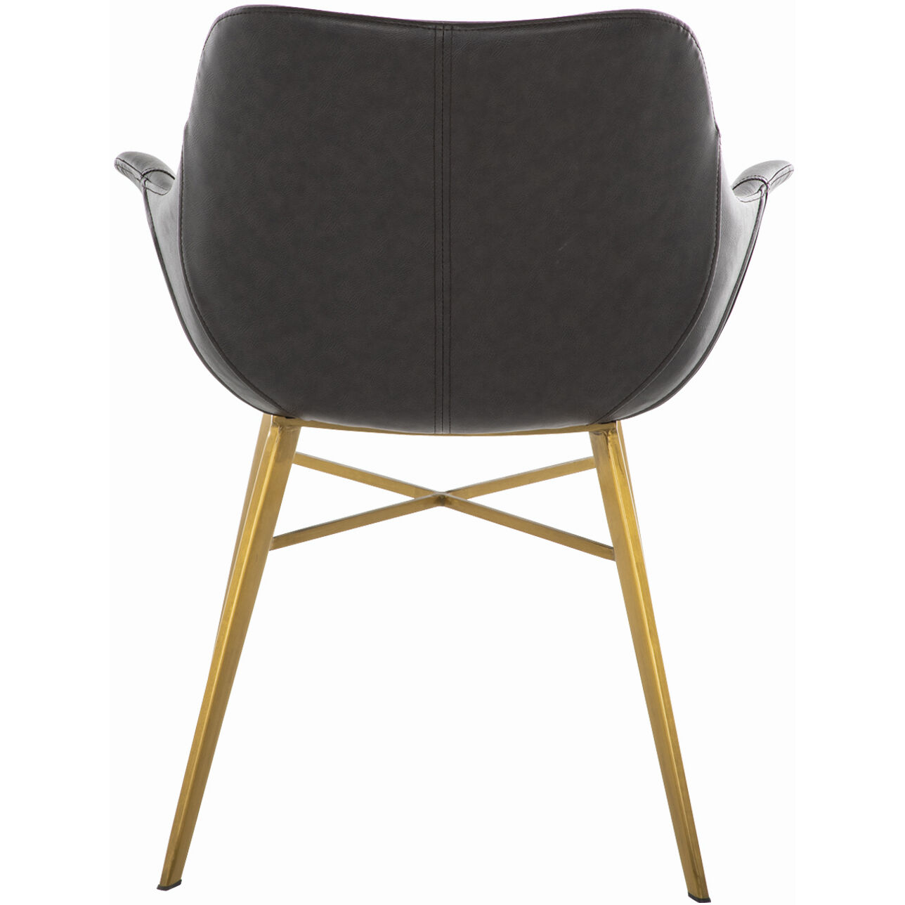 Channing Charcoal Brown Leather / Stainless Gold Dining Chair