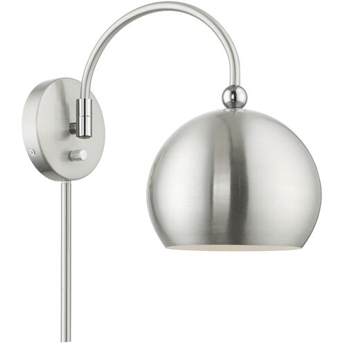 Stockton 15 inch 60.00 watt Brushed Nickel with Polished Chrome Accents Swing Arm Wall Lamp Wall Light