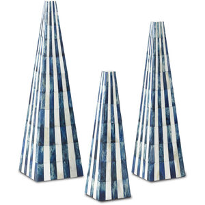 Ossian White/Blue Obelisk Set, Set of 3
