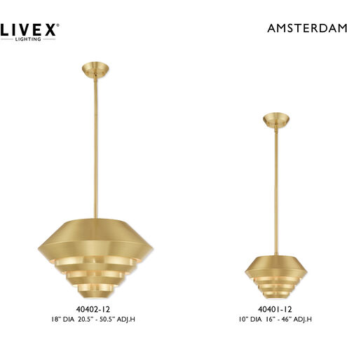 Amsterdam 1 Light 18 inch Satin Brass Mini Pendant Ceiling Light