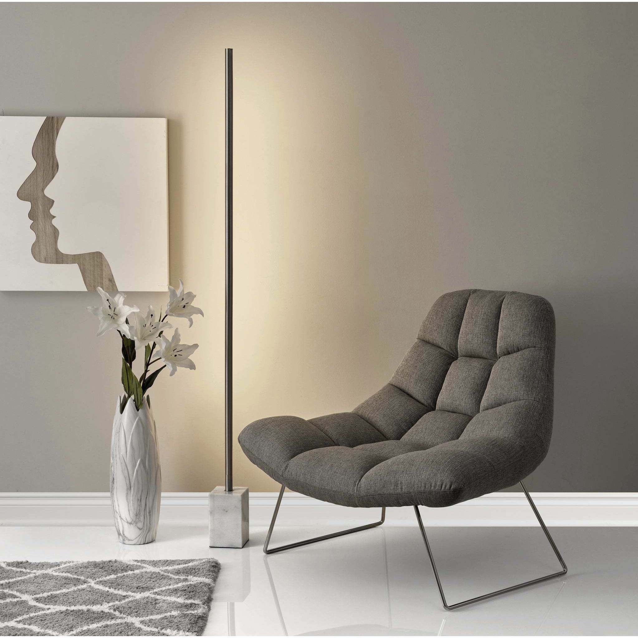 Felix 65 inch 30.00 watt Brushed Steel and White Marble Wall Washer Floor Lamp Portable Light