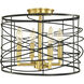 Boca 4 Light 14 inch Brushed Nickel and Matte Black Semi-Flush Mount Ceiling Light