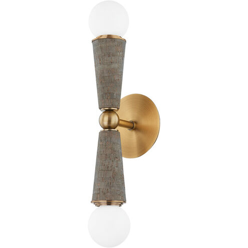 Dax 2 Light 5 inch Patina Brass Wall Sconce Wall Light