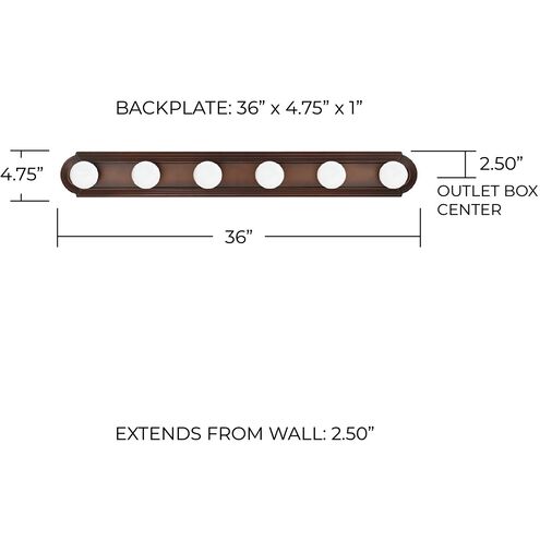 Alice 6 Light 36 inch Burnished Bronze Vanity Light Wall Light