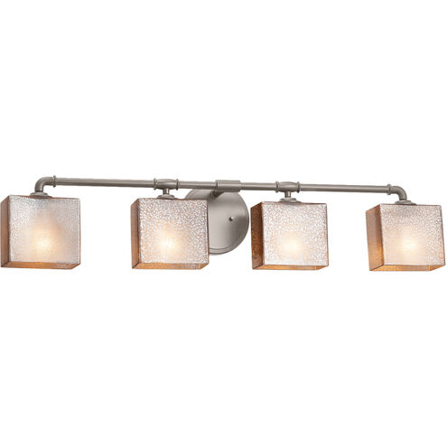 Fusion 4 Light 35 inch Brushed Nickel Bath Bar Wall Light in Mercury Glass, Rectangle, Incandescent
