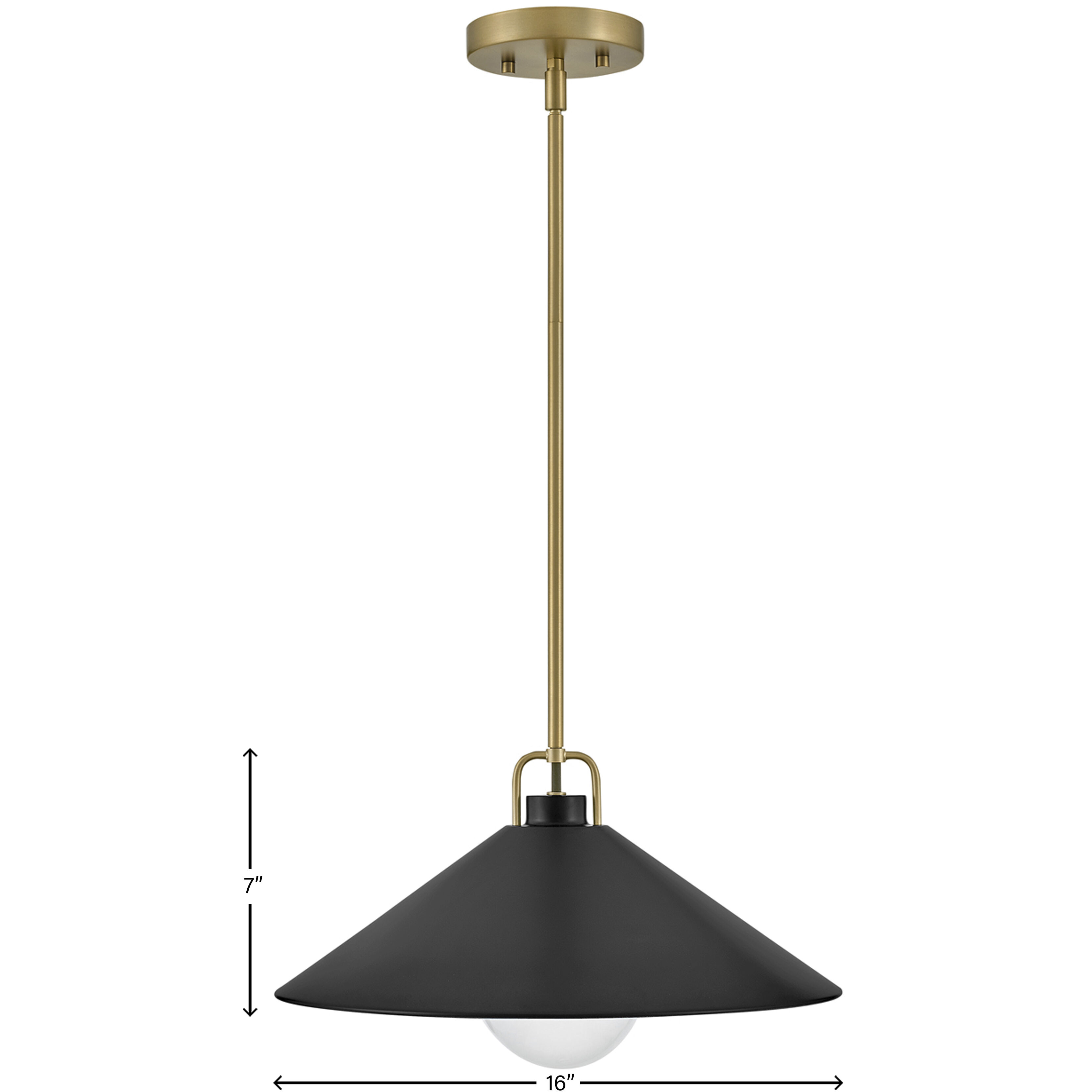 Milo LED 16 inch Lacquered Brass with Black accents Pendant Ceiling Light