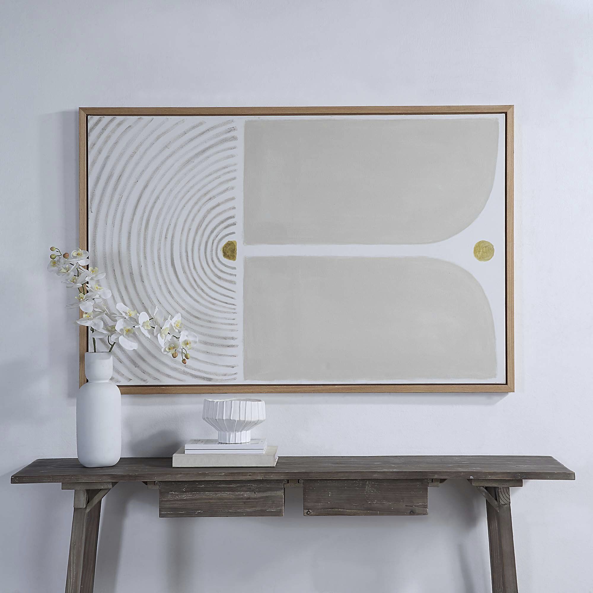 Martia Soft Beige and White Oak Canvas Art