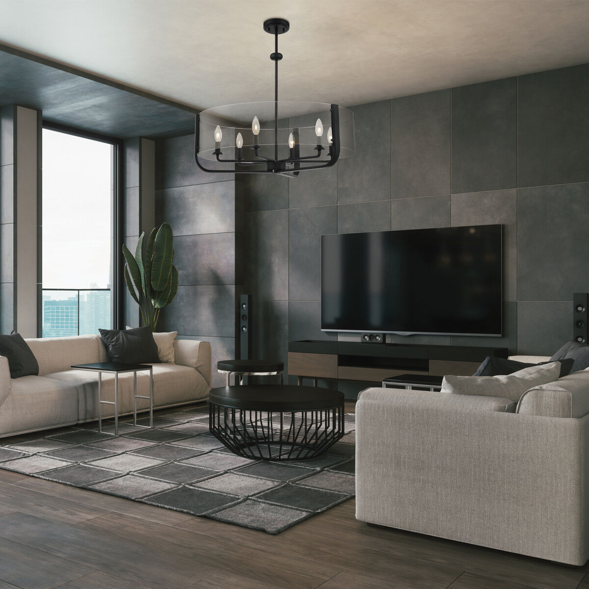 Campisi 6 Light 28 inch Black Chandelier Ceiling Light