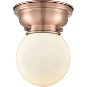 Aditi Beacon LED 6 inch Antique Copper Flush Mount Ceiling Light in Matte White Glass, Aditi