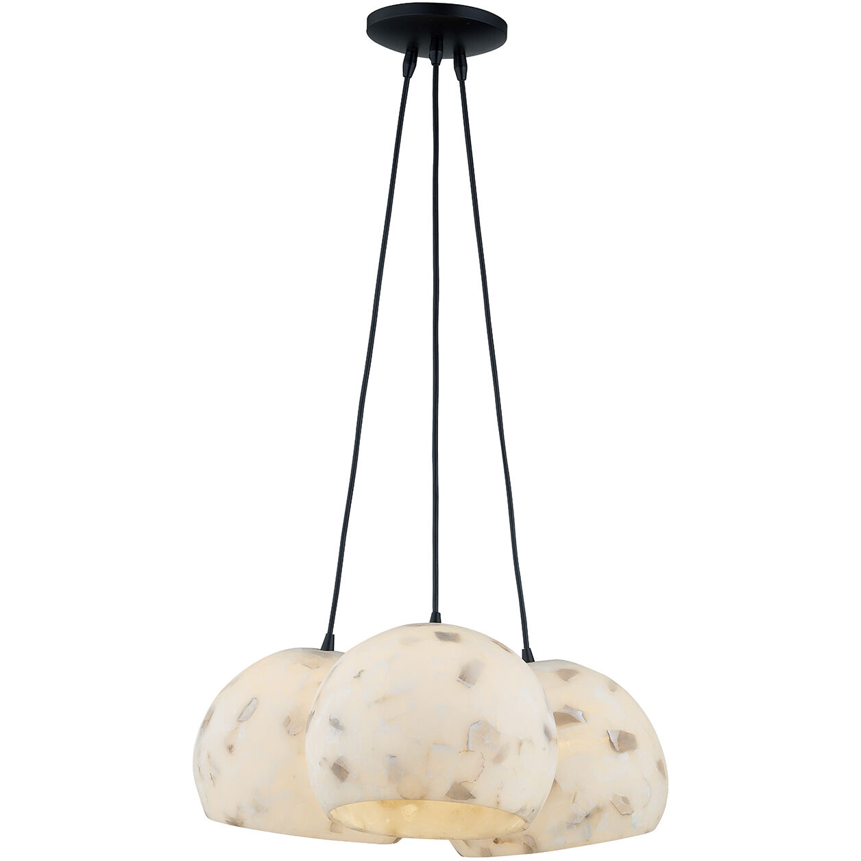 Alabaster Rocks Collection 3 Light 21.5 inch Matte Black Pendant Ceiling Light, Globe Family