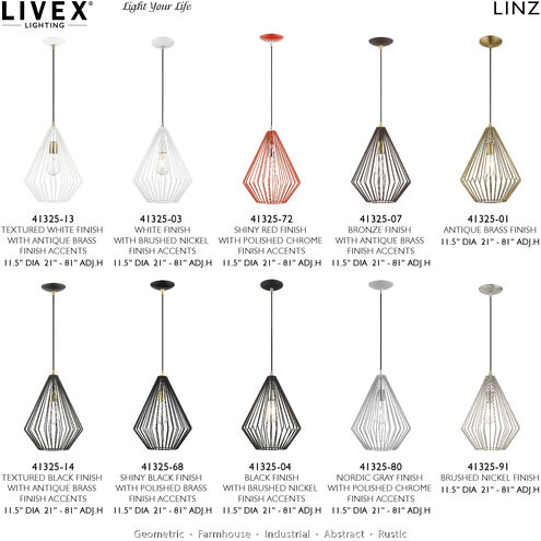 Geometric 1 Light 12 inch White Mini Pendant Ceiling Light
