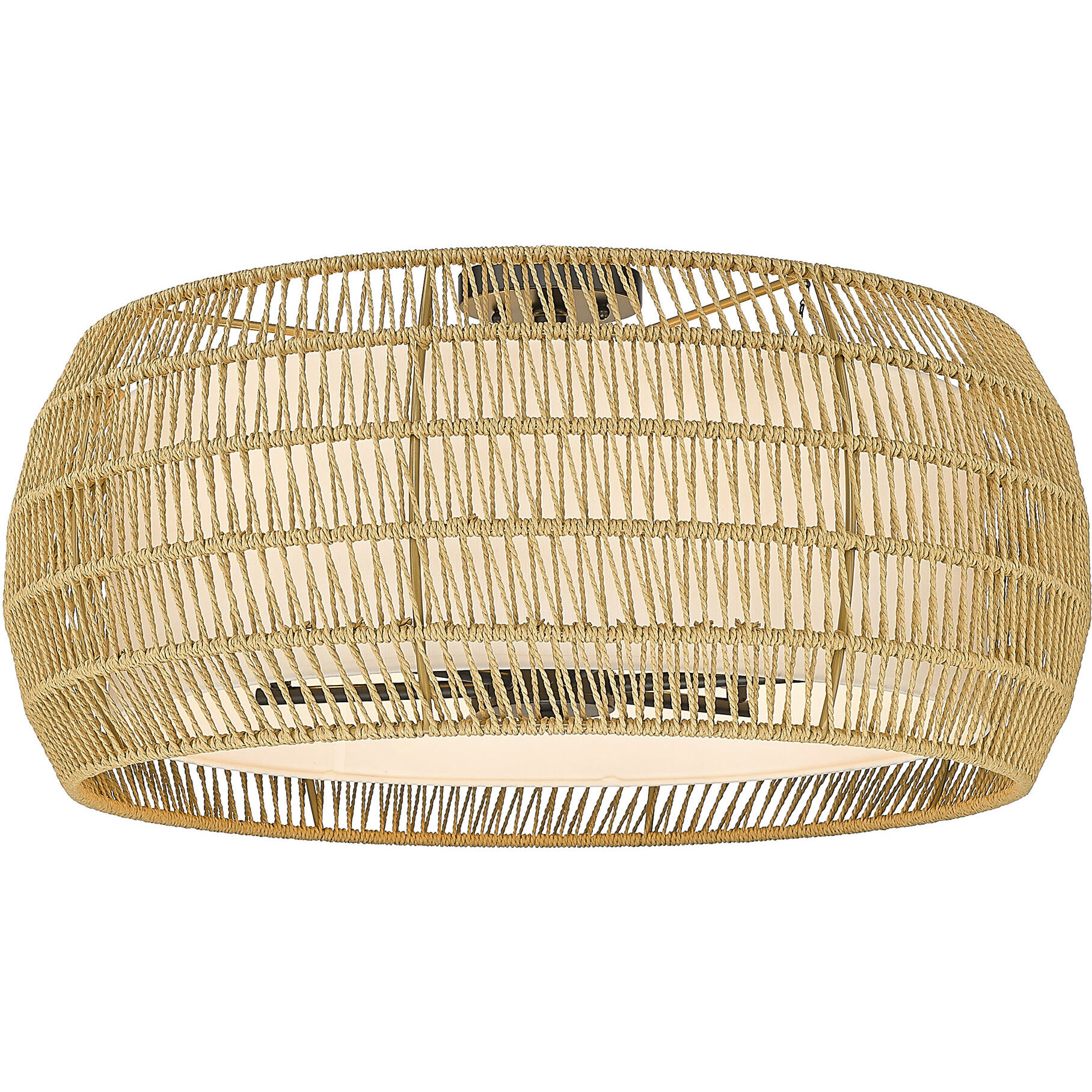 Everly 6 Light 27.13 inch Matte Black Semi-Flush Mount Ceiling Light in Natural Rattan