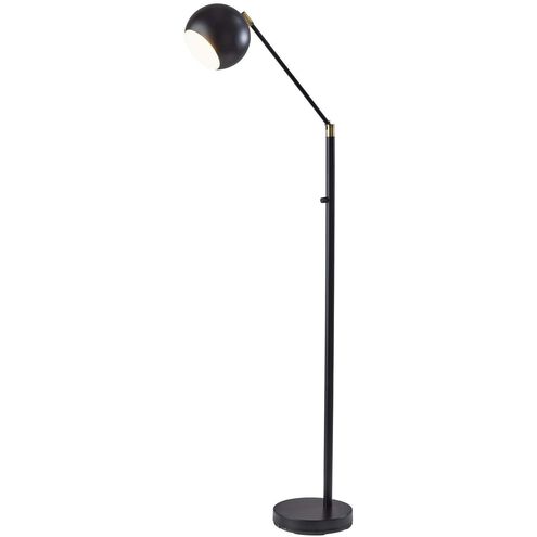 Ashbury 46 inch 60 watt Black with Antique Brass Accents Floor Lamp Portable Light, Simplee Adesso
