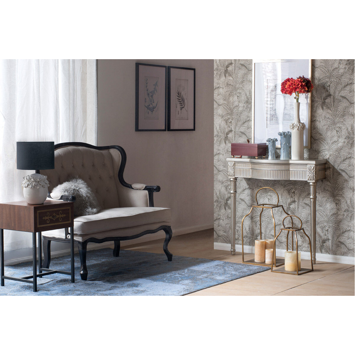 King 13 inch Antique Gold Lantern, Set of 2