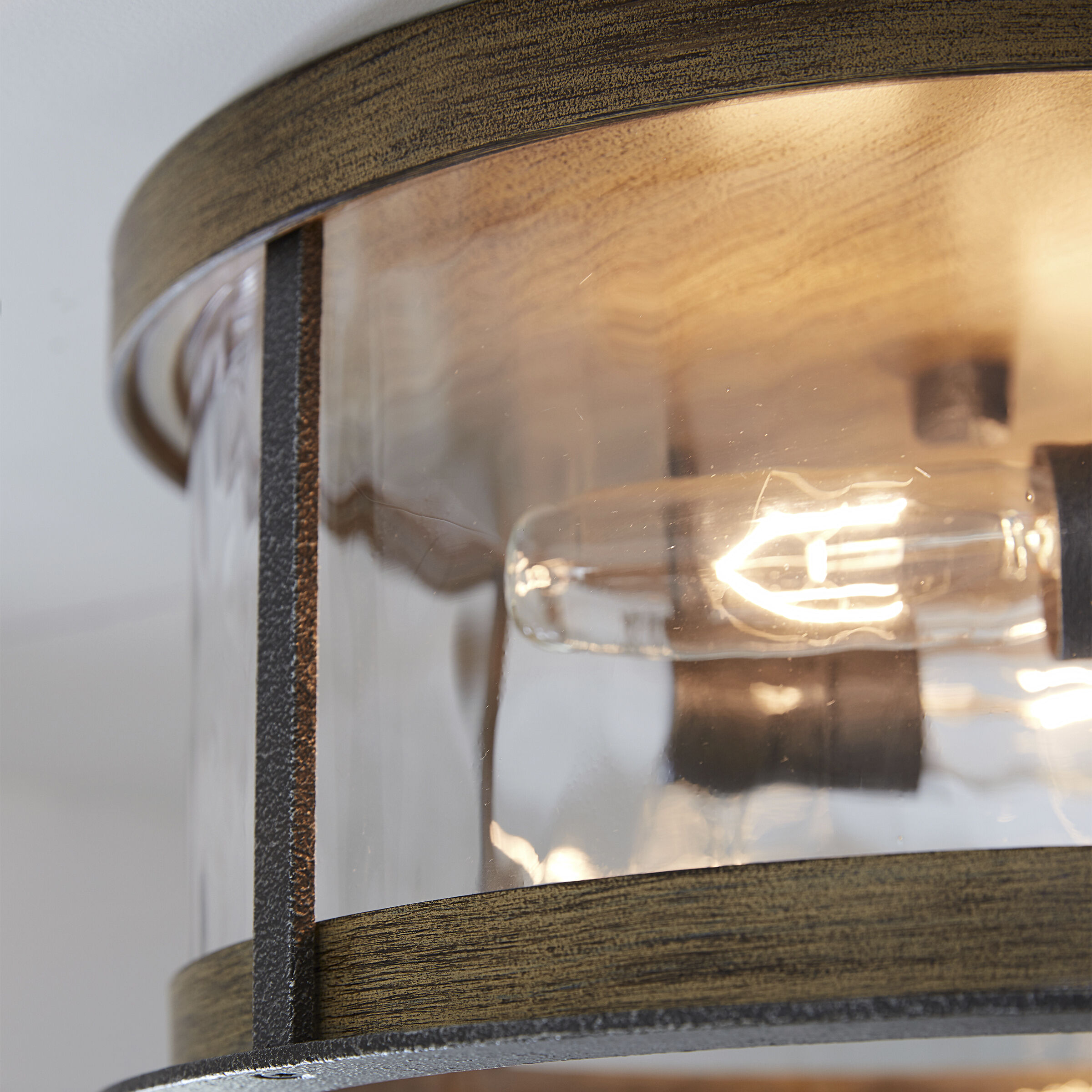 Sean Lavin Angelo 2 Light 13.75 inch Distressed Weathered Oak / Slate Grey Metal Flush Mount Ceiling Light