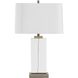 Genevieve 28.75 inch 150 watt Antque Brass and Crystal Table Lamp Portable Light