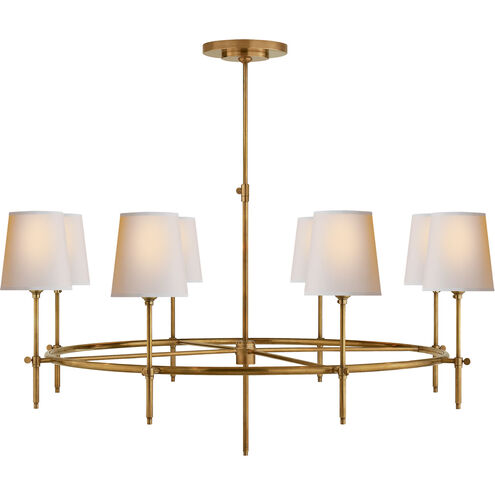 Thomas O'Brien Bryant 8 Light 42 inch Hand-Rubbed Antique Brass Ring Chandelier Ceiling Light in Natural Paper, Large