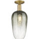 Downtown Urban Brookhaven Flute 1 Light 7 inch Brushed Brass Semi-Flush Mount Ceiling Light in Slate Glass