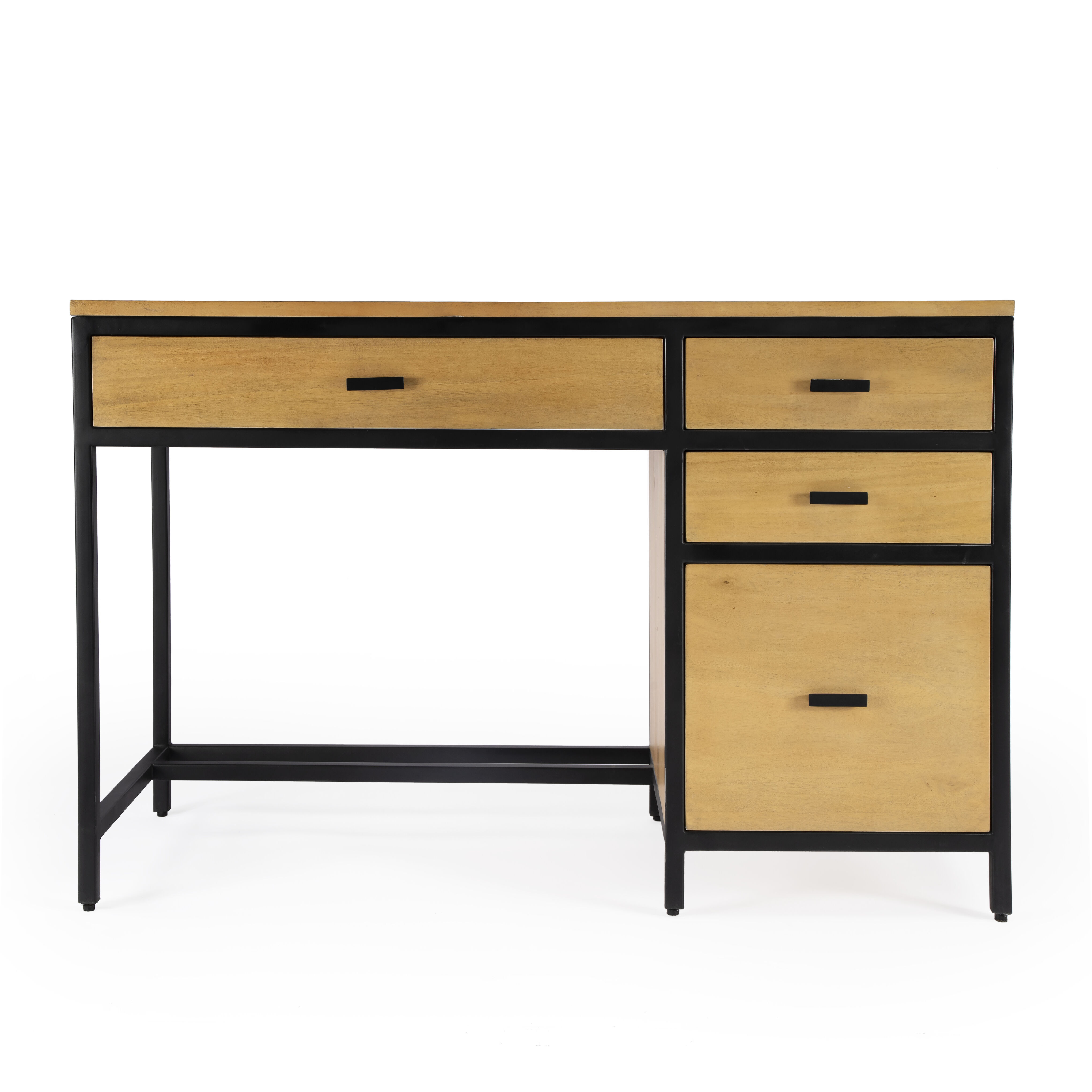 Hans Natural Wood Storage Desk in Light Brown