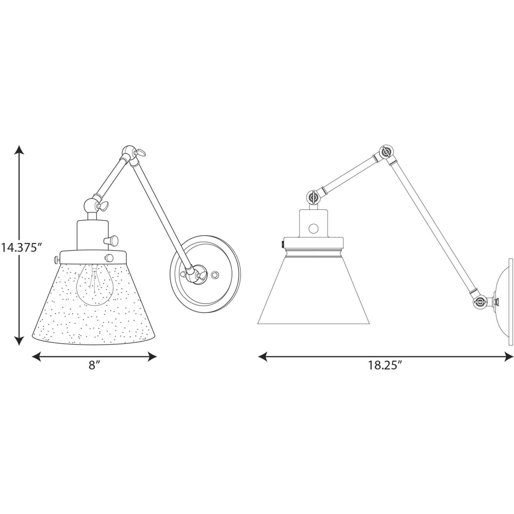 Hinton 18 inch 60.00 watt Vintage Brass Swing Arm Wall Light