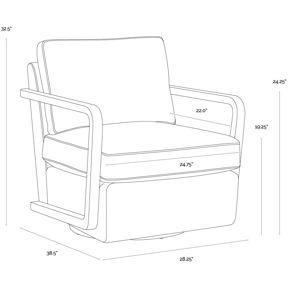 Castell Brown / Cortina Black Leather Swivel Lounge Chair, Swivel