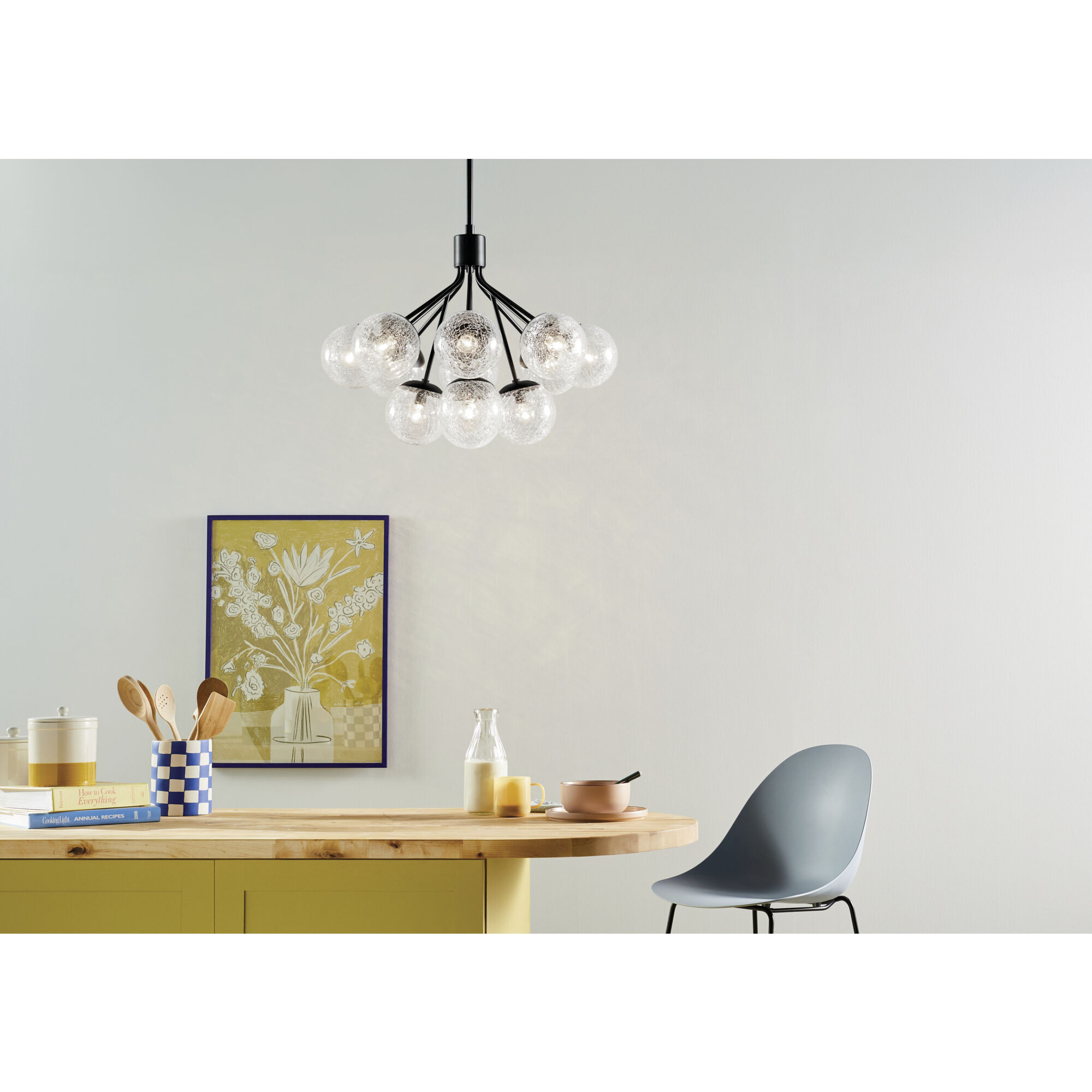 Silvarious 12 Light Black Chandelier/Semi Flush Ceiling Light